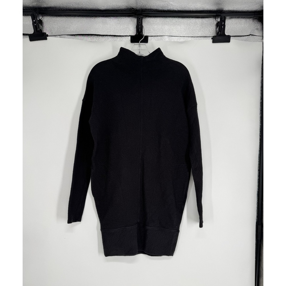 Lululemon Call For Cozy Dress Black Womens Size 4 Mock Neck Long Sleeve Relaxed